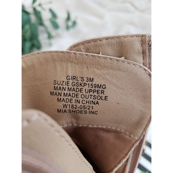 Mia Rose Gold Side Zip Winter Buckle Strap Boots Round Toe Suzie Girls Sz 3 NEW - Picture 8 of 8